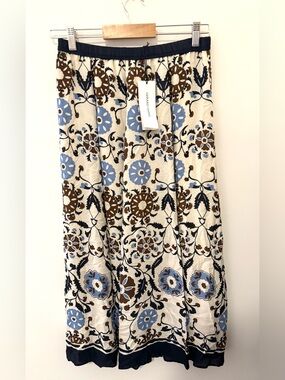 NWT Gerard Darel Jonia Floral Maxi Skirt Ecru Blue Brown Size T2/M
